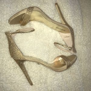 BEBE Rhinestone ankle strap heels